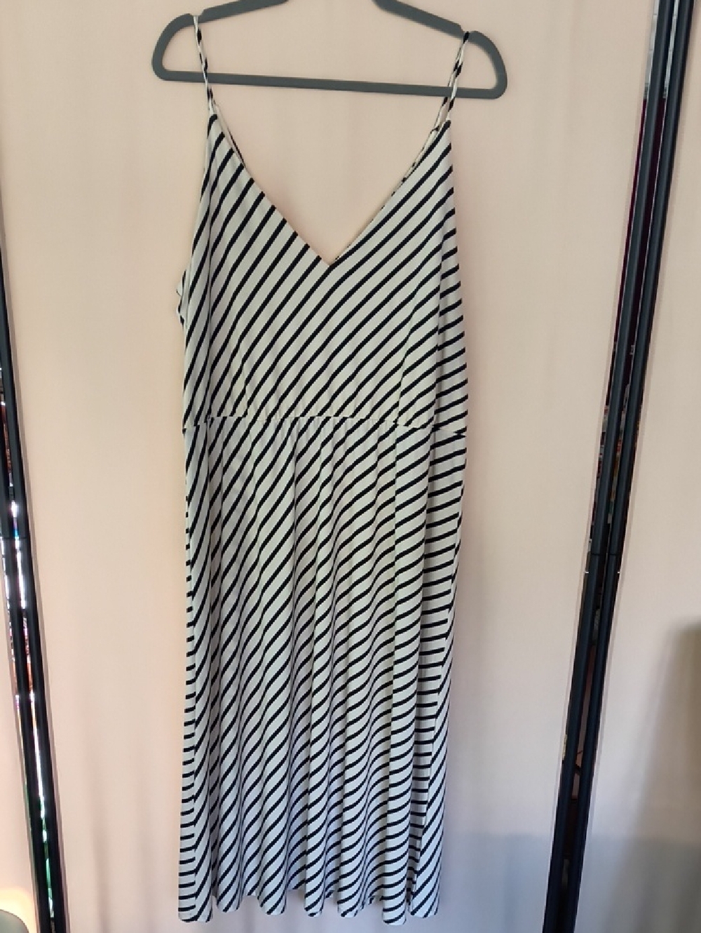 NWT H&M Black and White Striped Midi Dress Size XL
